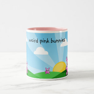 sonderbare rosa Häschen, Zweifarbige Tasse