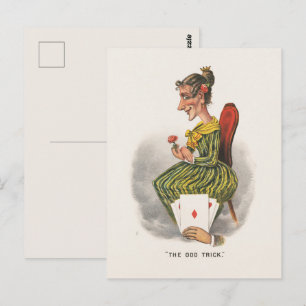 Sonderbarer Trick viktorianische Karikatur gestrei Postkarte