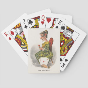 Sonderbarer Trick viktorianische Karikatur gestrei Spielkarten