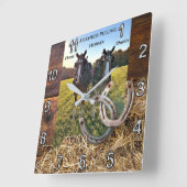 Sonderbestellung, Chase und Charlie-Pferde-Uhr Quadratische Wanduhr (Winkel)