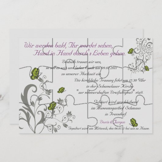 Sonderbestellung "Mock" Puzzle Card-12 Stück (Vorne/Hinten)