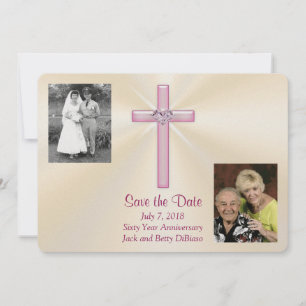 Sonderbestellungen Pink Cross Save-the-Date-Karten Save The Date