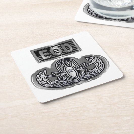 Sonderdesign "Senior EOD Abzeichen and US Flag" Rechteckiger Pappuntersetzer (angewinkelt)