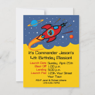 Sondereinladungen zum 4. Geburtstag des Raketensch Einladung