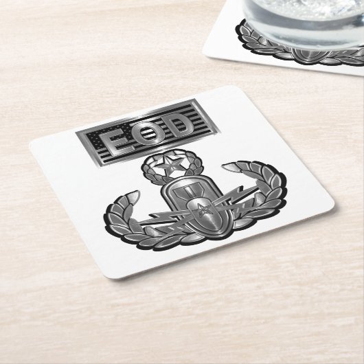 Sonderentwurf "Master Blaster EOD Abzeichen und US Rechteckiger Pappuntersetzer (angewinkelt)