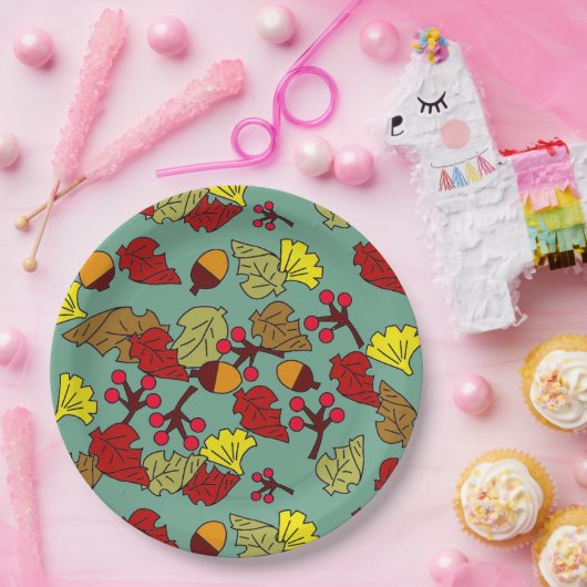 Sonderfarbe für Fallfolien, Acorns und Berries Pappteller (Party)