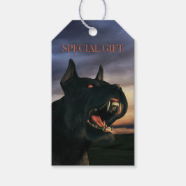 Sondergeschenk. Großer, schwarzer Hund Geschenkanhänger