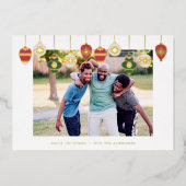 Sondergold Rot-Grün-Foto Folien Feiertagskarte (Vorderseite)