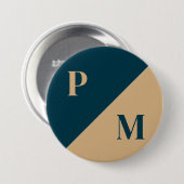 Sonderinitialen mit Gold und Blauer Kontrast Button (Vorne & Hinten)