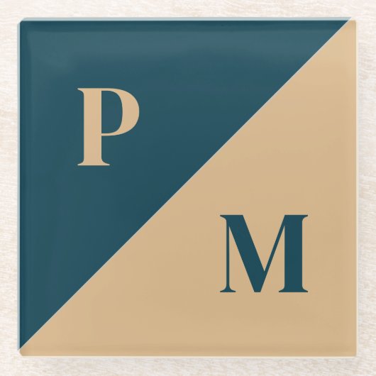 Sonderinitialen mit Gold und Blauer Kontrast Glasuntersetzer (Vorderseite)