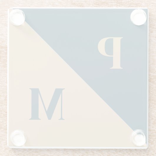 Sonderinitialen mit Gold und Blauer Kontrast Glasuntersetzer (Rückseite)