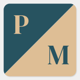 Sonderinitialen mit Gold und Blauer Kontrast Quadratischer Aufkleber