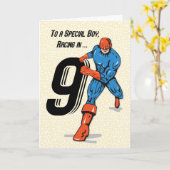 Sonderjunge 9. Geburtstag Superheld Karte (Gelbe Blume)