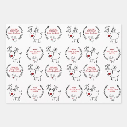 Sonderlieferung ab dem Weihnachtsfest 3 Weihnachte Geschenkpapier Set (Vorderseite)