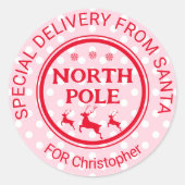 Sonderlieferung ab Santa North Pole Urlaub Runder Aufkleber (Vorderseite)