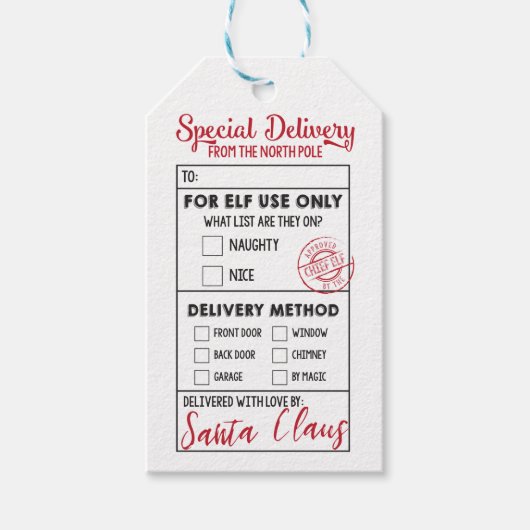 Sonderlieferung aus dem Nordpol Geschenkanhänger (Vorderseite)