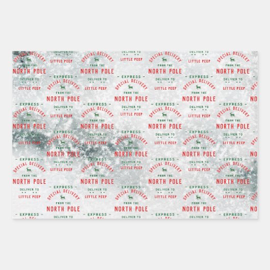 Sonderlieferung aus der Nordpol-Snowy Icy Geschenkpapier Set (Vorderseite)