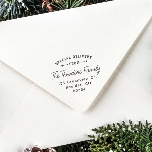 Sonderlieferung aus der Rücksendeadresse Gummistempel