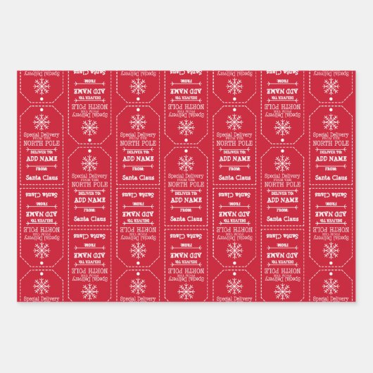 Sonderlieferung aus Nordpol - Name des Unterlaufs Geschenkpapier Set (Vorderseite)