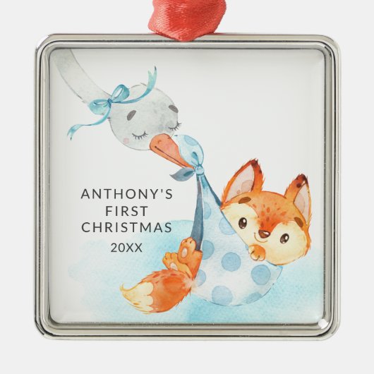 Sonderlieferung Baby's First Christmas Fox Ornament Aus Metall (Vorne)