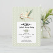 Sonderlieferung für Baby Shower Stork 2 Einladung (Stehend Vorderseite)