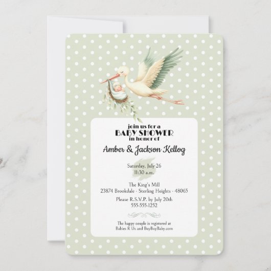 Sonderlieferung für Baby Shower Stork 2 Einladung (Vorderseite)