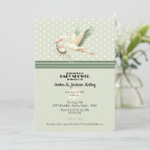 Sonderlieferung für Baby Shower Stork Einladung (Stehend Vorderseite)