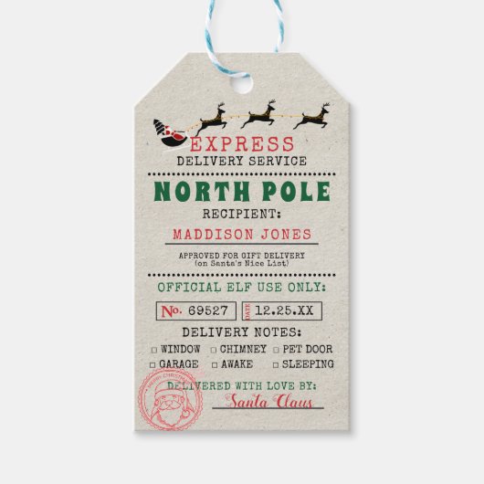 Sonderlieferung | Gift Tags vom Santa North Pole Geschenkanhänger (Vorderseite)