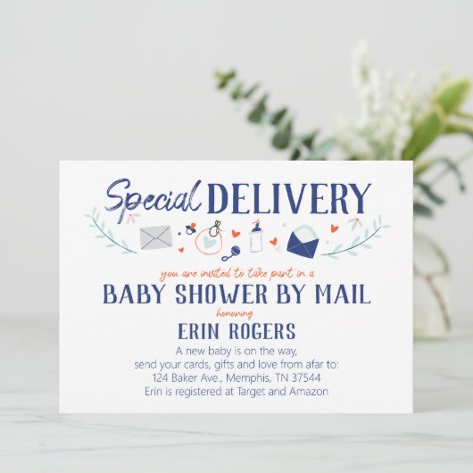 Sonderlieferung Kinderdusche per Post Einladung (Stehend Vorderseite)