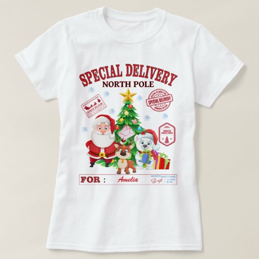 Sonderlieferung Nordpol Weihnachtsmann T-Shirt (Design vorne)