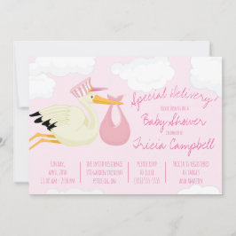 Sonderlieferung! Pink Stork Baby Dusche Einladung