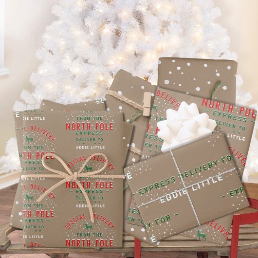 Sonderlieferung rustikaler Kraft vom Nordpol Geschenkpapier Set