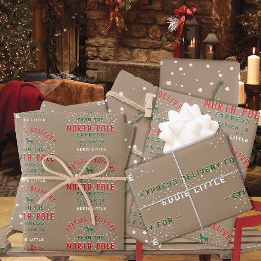 Sonderlieferung rustikaler Kraft vom Nordpol Geschenkpapier Set