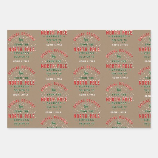 Sonderlieferung rustikaler Kraft vom Nordpol Geschenkpapier Set (Vorderseite)
