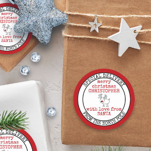 Sonderlieferung vom Nordpol Custom Santa Runder Aufkleber