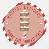 Sonderlieferung vom Nordpol in Rot und Weiß Runder Aufkleber (Vorderseite)