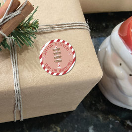 Sonderlieferung vom Nordpol in Rot und Weiß Runder Aufkleber