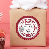 Sonderlieferung vom Weihnachtsmann an das Kind die Runder Aufkleber