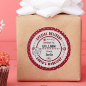 Sonderlieferung vom Weihnachtsmann an das Kind die Runder Aufkleber