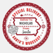 Sonderlieferung vom Weihnachtsmann an das Kind in Runder Aufkleber (Vorderseite)