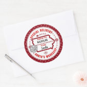 Sonderlieferung vom Weihnachtsmann an das Kind in Runder Aufkleber (Umschlag)