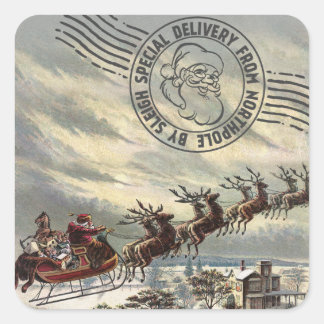 Sonderlieferung von Nordpol nach Sleigh Quadratischer Aufkleber