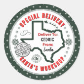 Sonderlieferung von Santa an Child in Texas Runder Aufkleber (Vorderseite)