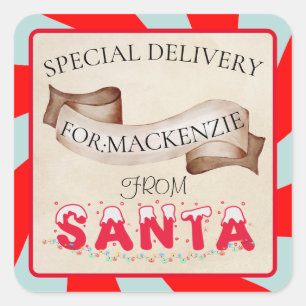 Sonderlieferung von Santa Vintage Weihnachten Quadratischer Aufkleber