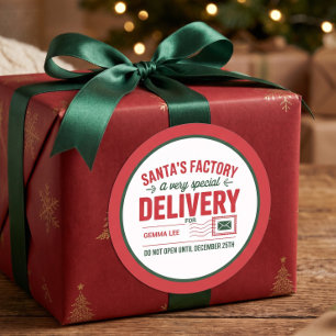 Sonderlieferung von Santas Fabrik Runder Aufkleber