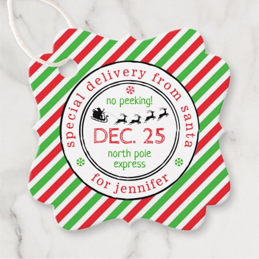 Sonderlieferung von Weihnachten an den Nordpol Geschenkanhänger (Vorderseite)