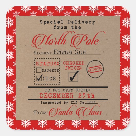 Sonderlieferung von Weihnachtsgeschenktafeln Quadratischer Aufkleber (Vorderseite)