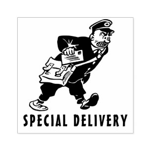 Sonderlieferung wütender Postbote Cartoon Gummistempel
