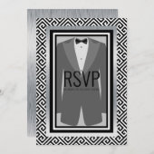 Sondermenü für Bachelor-Gruppen in Schwarz und Sil Menükarte (Vorne/Hinten)