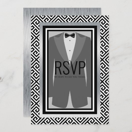 Sondermenü für Bachelor-Gruppen in Schwarz und Sil Menükarte (Vorne/Hinten)